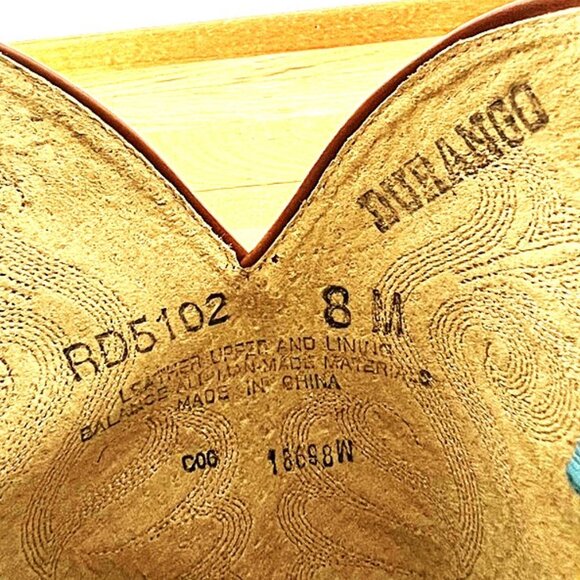 Gorgeous DURANGO RD5102 Turquoise Leather & Brown Suede Western Cowboy Boots 8 - Picture 7 of 10